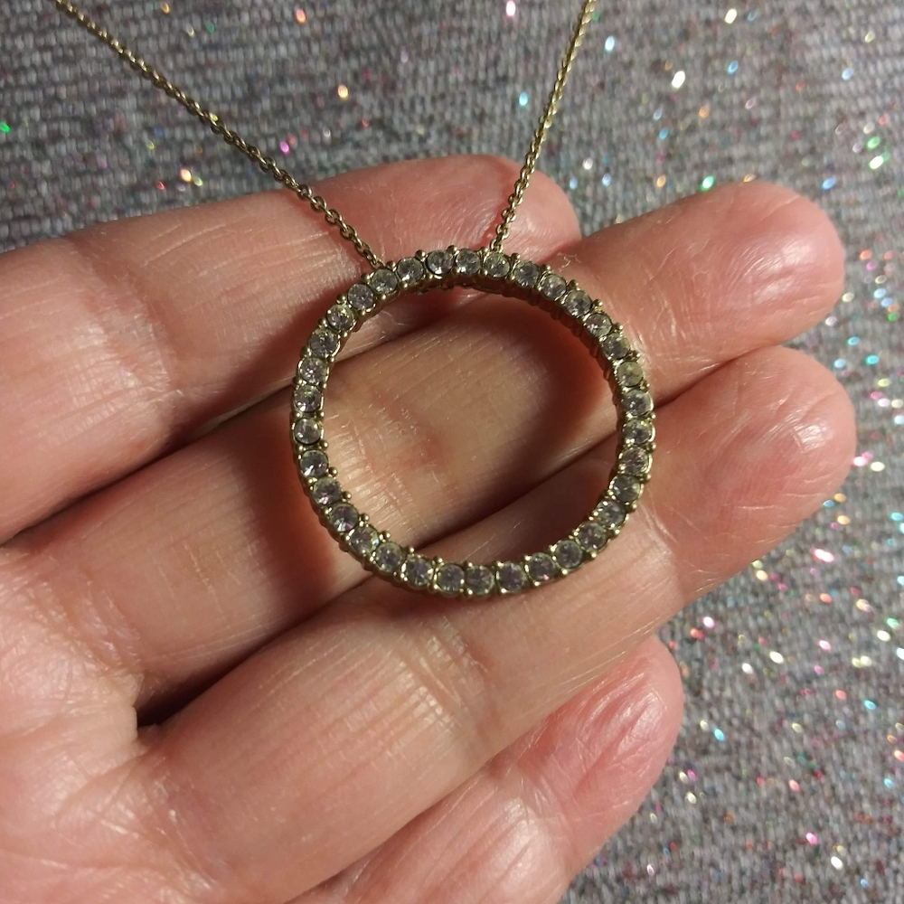 Infinity ring necklace on dainty chain. 80s